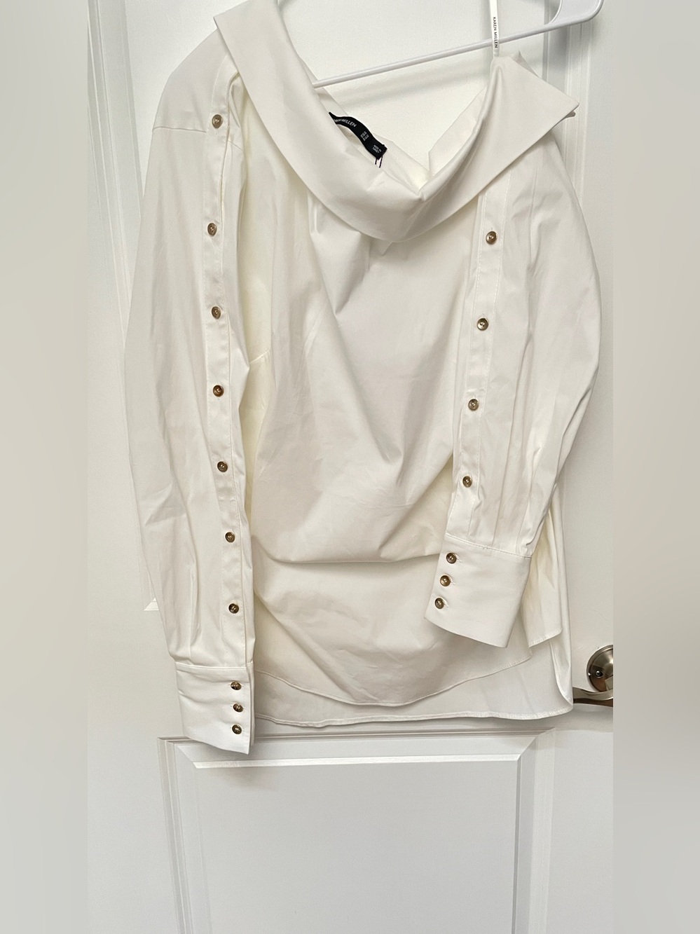 Karen Millen x Lydia millen size 12 White Button-Accent Casual Shirt